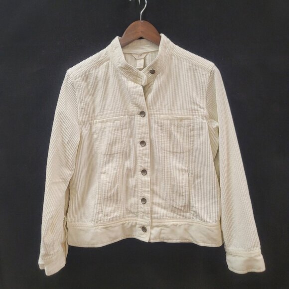 J. Jill Jackets & Blazers - J Jill Womens Corduroy Button Up Jacket Size M Ivory Clean Girl Neutral Retro